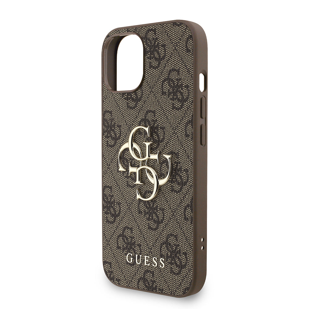 Apple iPhone 15 Kılıf Guess Orjinal Lisanslı PU Deri Bilek Askı İpli Metal Büyük 4G ve Yazı Logolu Kapak Siyah