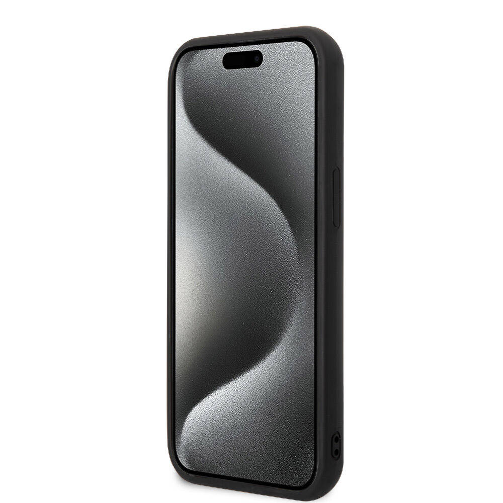 iPhone 15 Kılıf Hello Kitty Orjinal Lisanslı Yazı ve İkonik Logolu 3D Rubber Kitty Head Kılıf Siyah
