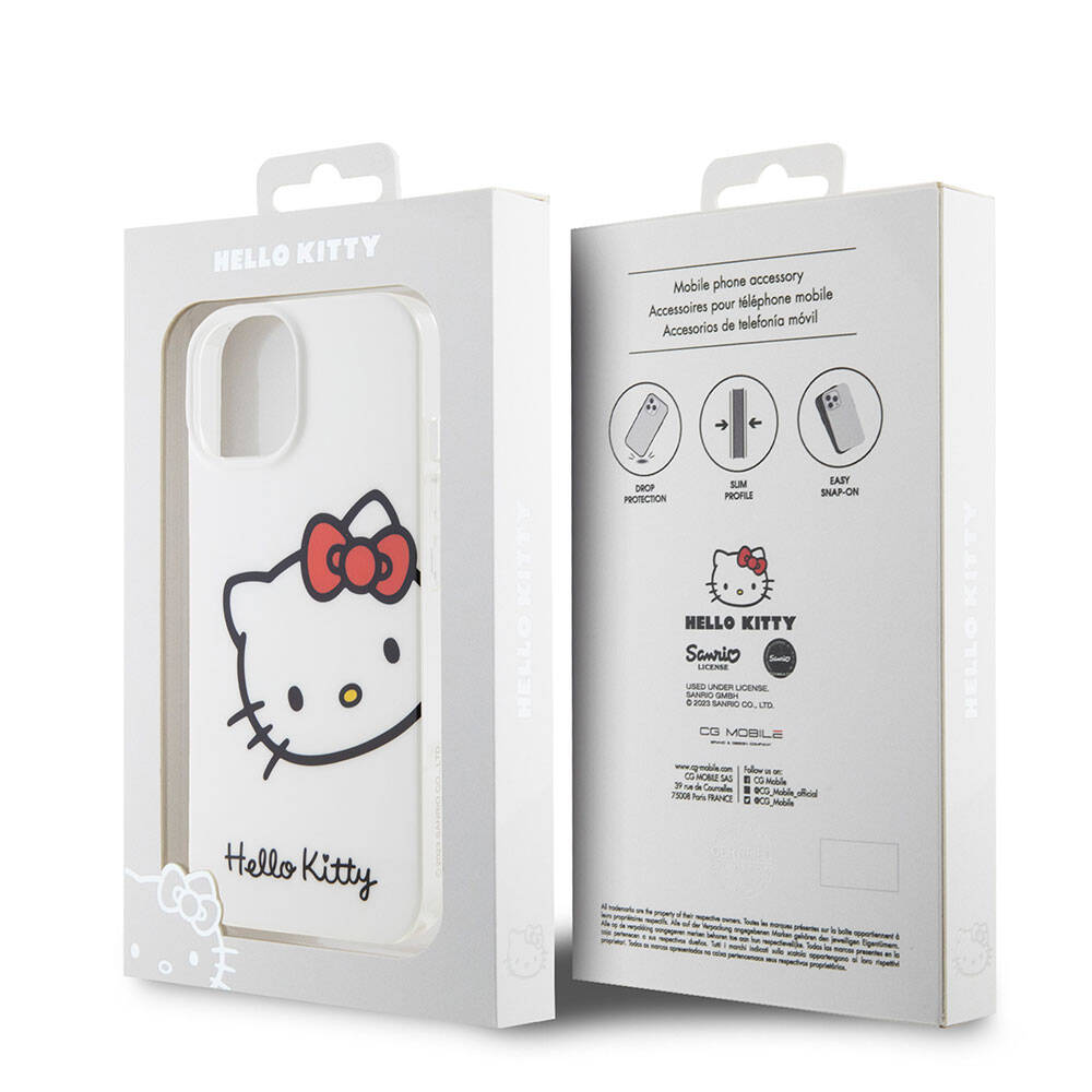 iPhone 15 Kılıf Hello Kitty Orjinal Lisanslı Yazı ve İkonik Logolu Kitty Head Kılıf Pembe