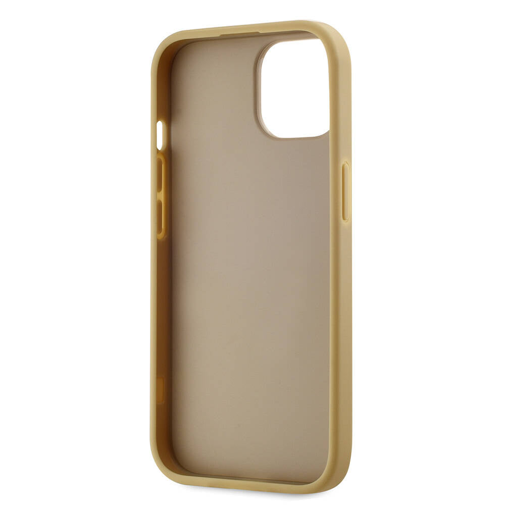 iPhone 15 Kılıf Karl Lagerfeld Orjinal Lisanslı 3D KL Yazılı Tüylü Arka Yüzey Saffiano Rhinestones Kılıf Pembe