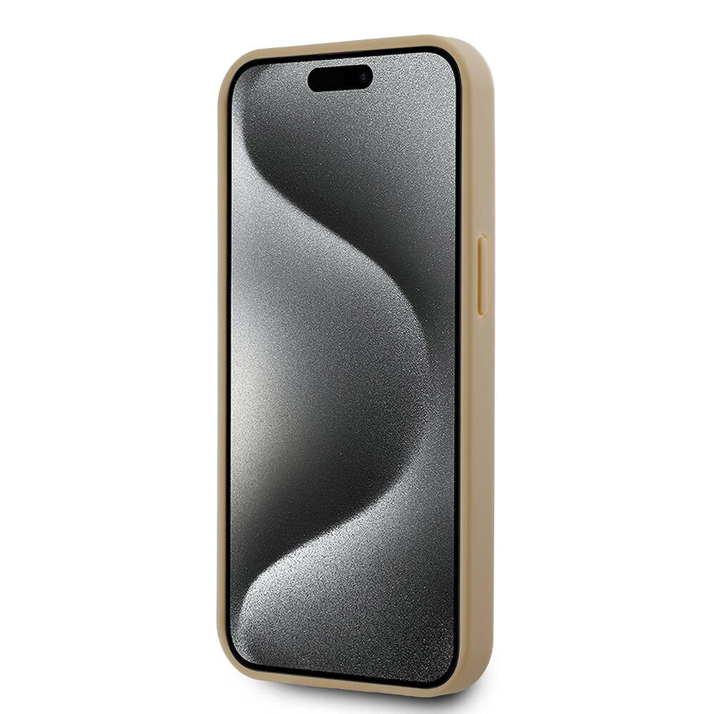 iPhone 15 Kılıf Karl Lagerfeld Orjinal Lisanslı Magsafe Şarj Özellikli KL Yazılı Hot Stamp Kılıf Krem