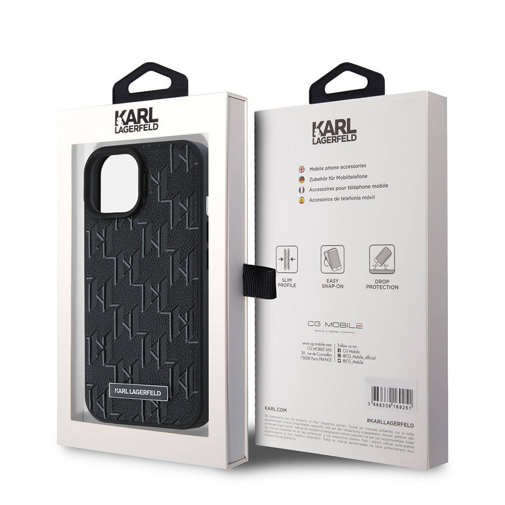 iPhone 15 Kılıf Karl Lagerfeld Orjinal Lisanslı Magsafe Şarj Özellikli KL Yazılı Hot Stamp Kılıf Krem