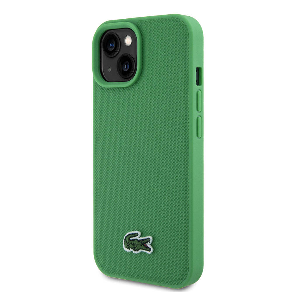 iPhone 15 Kılıf Lacoste Orjinal Lisanslı PU Pike Desenli Arka Yüzey İkonik Timsah Dokuma Logolu Kılıf Siyah