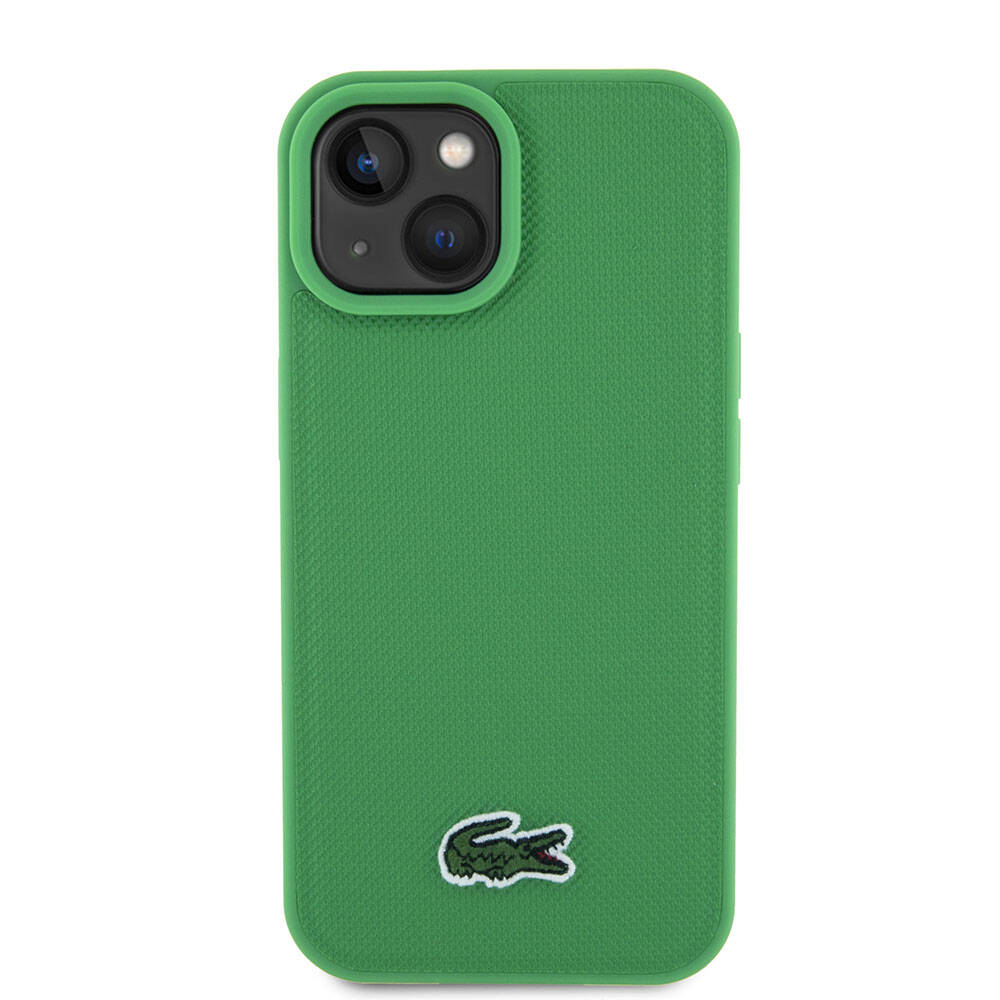 iPhone 15 Kılıf Lacoste Orjinal Lisanslı PU Pike Desenli Arka Yüzey İkonik Timsah Dokuma Logolu Kılıf Lacivert