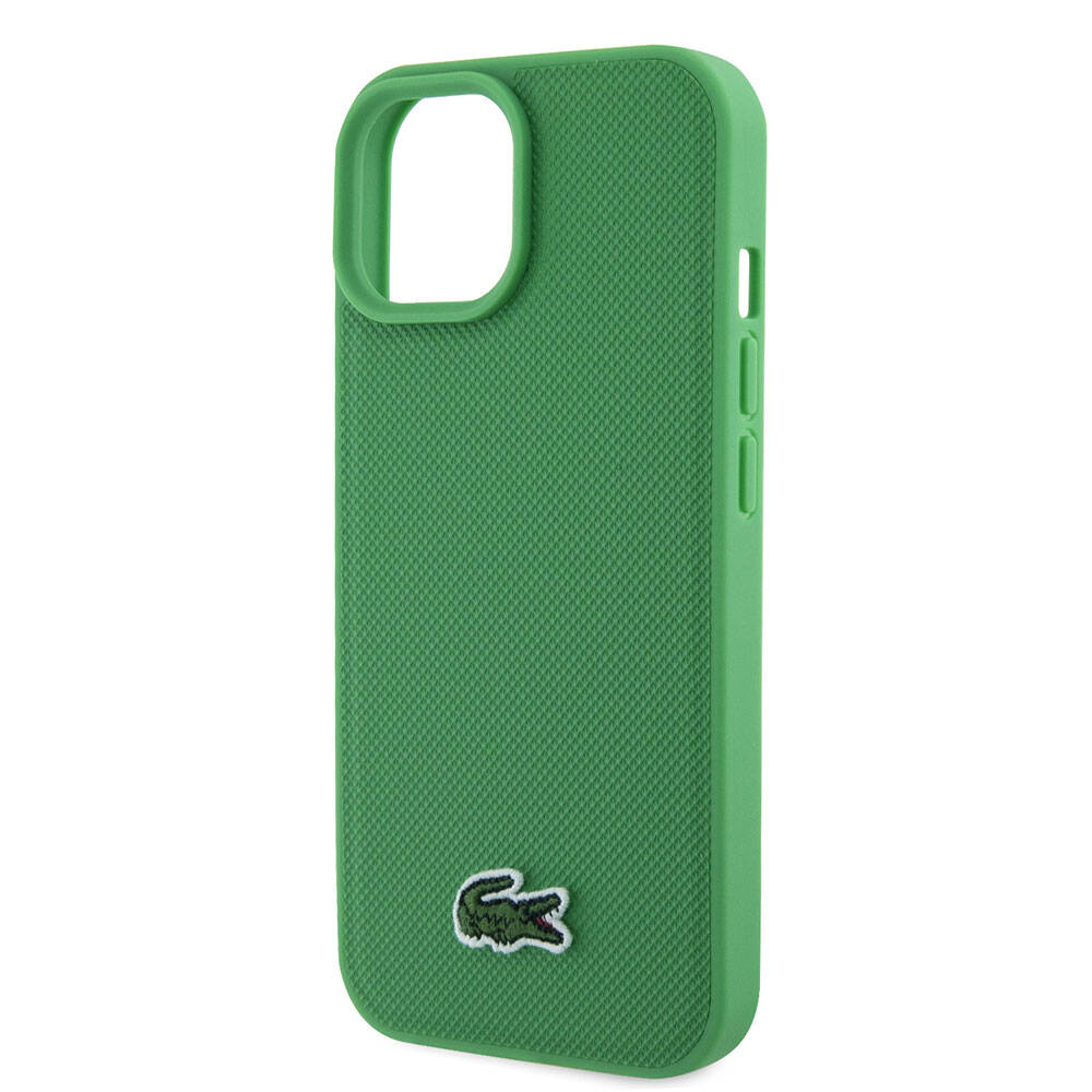 iPhone 15 Kılıf Lacoste Orjinal Lisanslı PU Pike Desenli Arka Yüzey İkonik Timsah Dokuma Logolu Kılıf Kırmızı