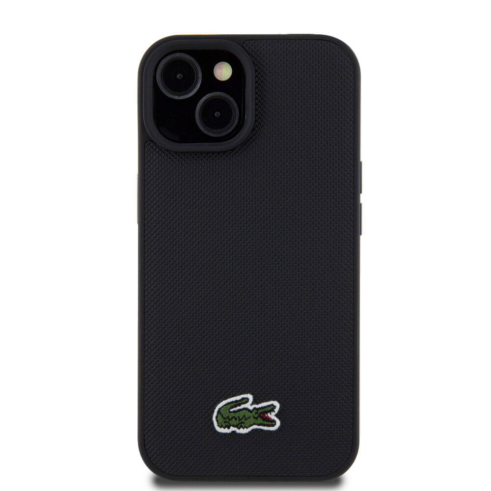 iPhone 15 Kılıf Lacoste Orjinal Lisanslı PU Pike Desenli Arka Yüzey İkonik Timsah Dokuma Logolu Kılıf Kırmızı