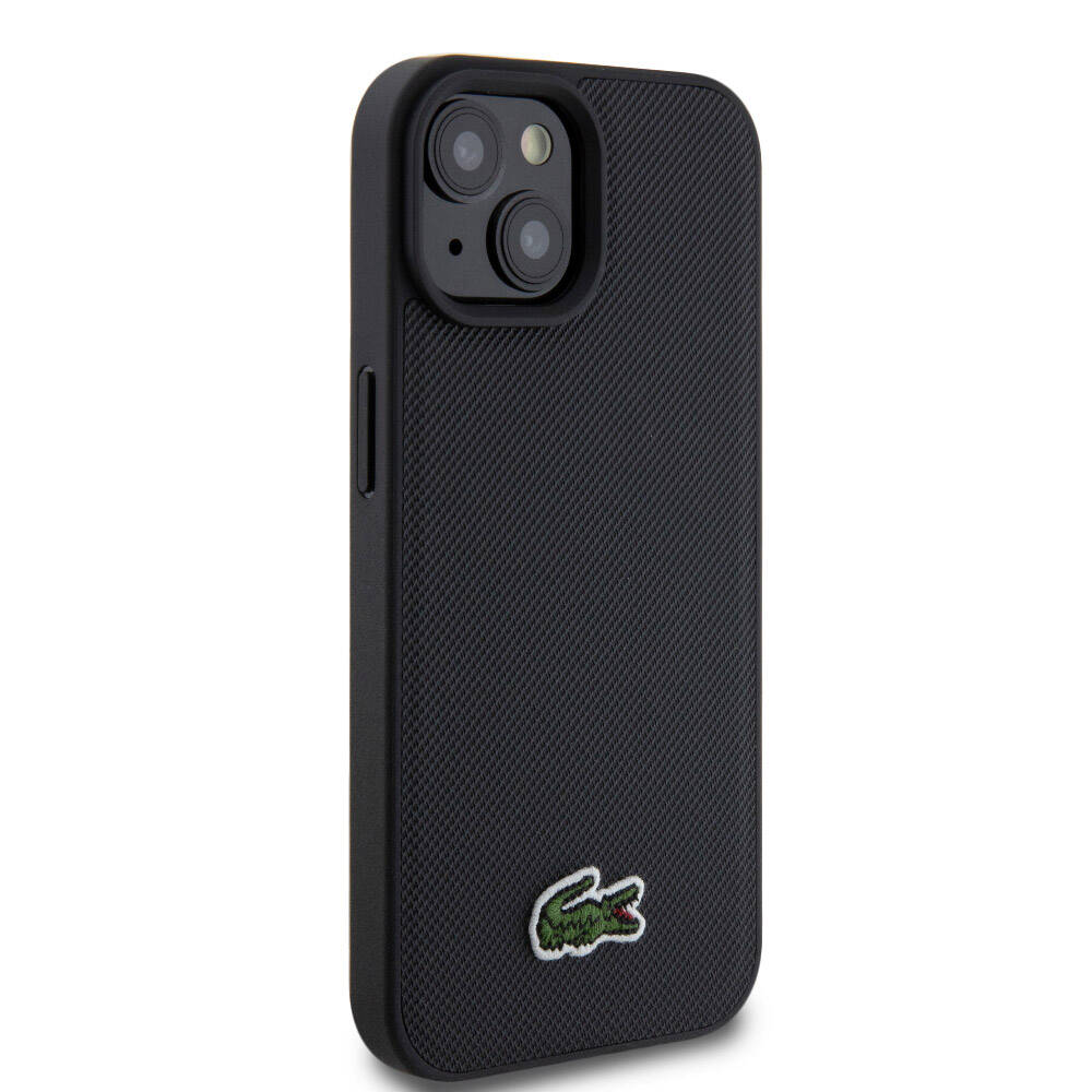 iPhone 15 Kılıf Lacoste Orjinal Lisanslı PU Pike Desenli Arka Yüzey İkonik Timsah Dokuma Logolu Kılıf Lacivert