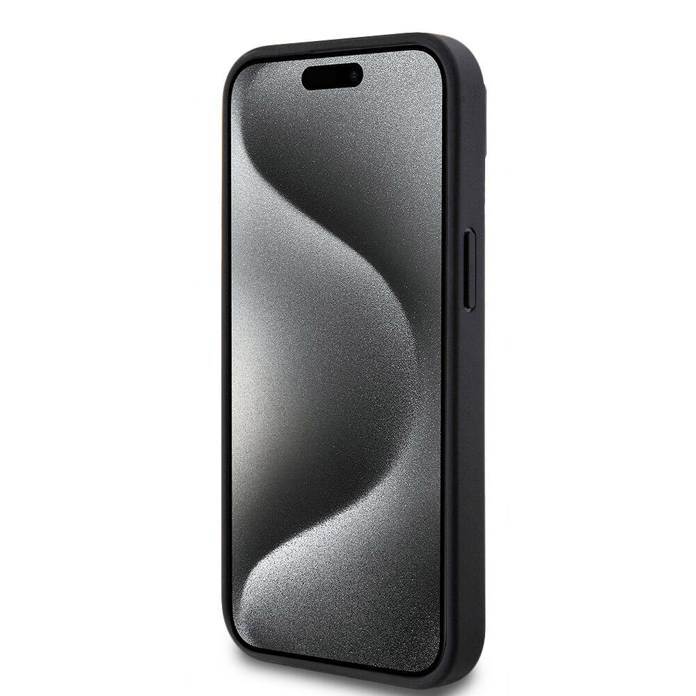 iPhone 15 Kılıf Lacoste Orjinal Lisanslı PU Pike Desenli Arka Yüzey İkonik Timsah Dokuma Logolu Kılıf Siyah