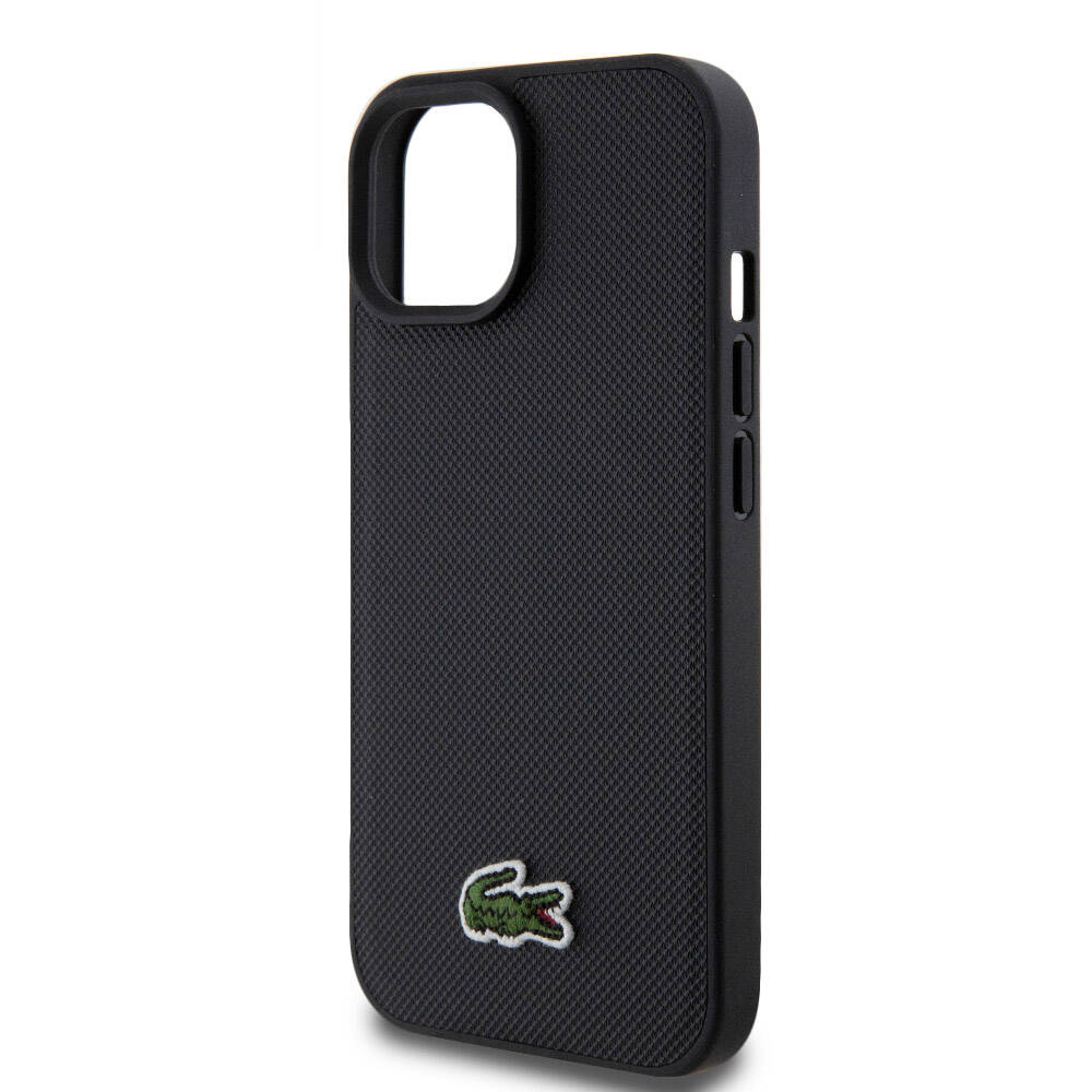 iPhone 15 Kılıf Lacoste Orjinal Lisanslı PU Pike Desenli Arka Yüzey İkonik Timsah Dokuma Logolu Kılıf Kırmızı