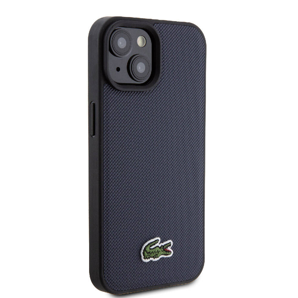 iPhone 15 Kılıf Lacoste Orjinal Lisanslı PU Pike Desenli Arka Yüzey İkonik Timsah Dokuma Logolu Kılıf Lacivert
