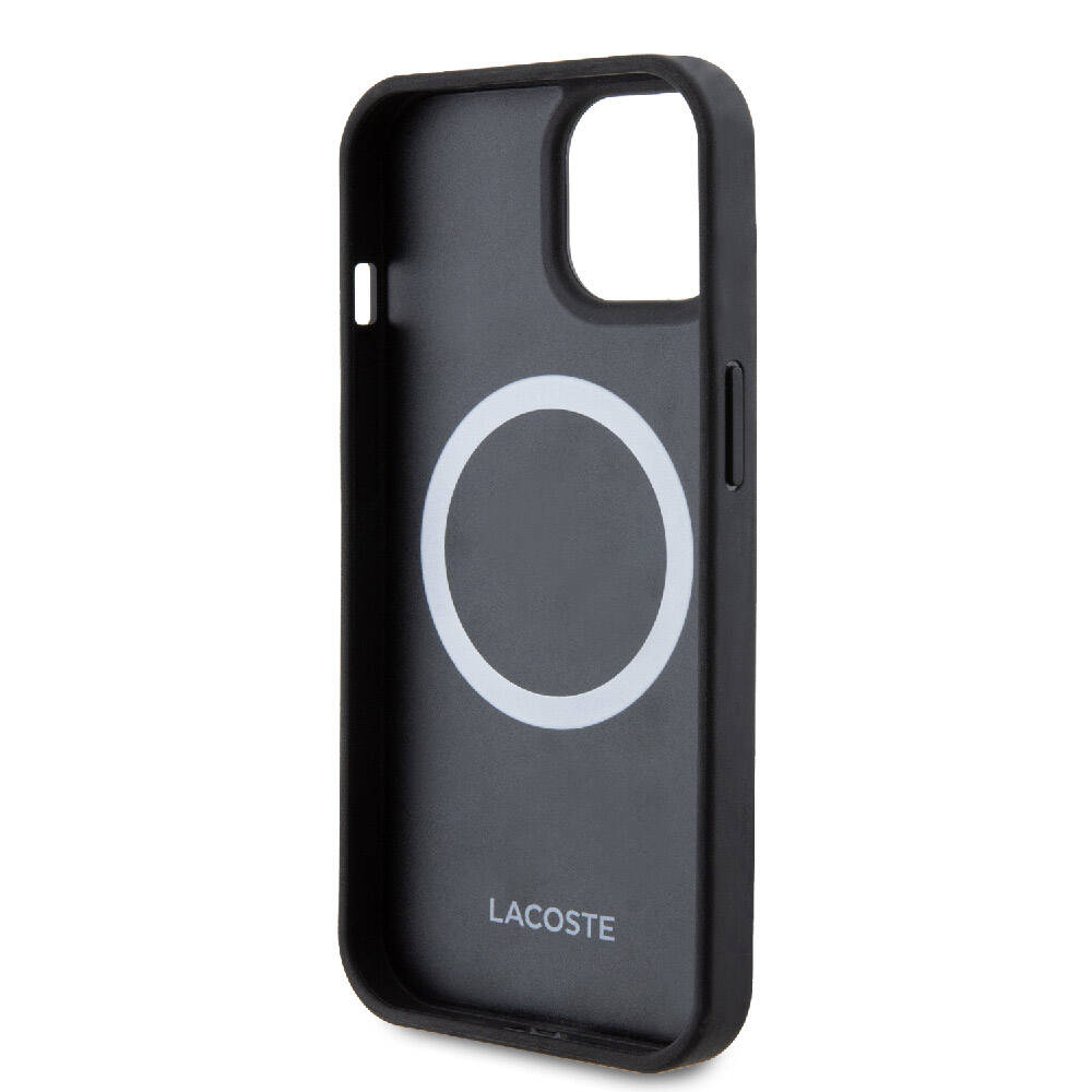 iPhone 15 Kılıf Lacoste Orjinal Lisanslı PU Pike Desenli Arka Yüzey İkonik Timsah Dokuma Logolu Kılıf Kırmızı