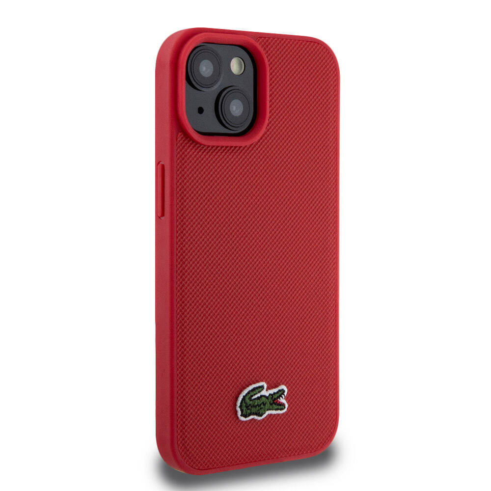 iPhone 15 Kılıf Lacoste Orjinal Lisanslı PU Pike Desenli Arka Yüzey İkonik Timsah Dokuma Logolu Kılıf Siyah