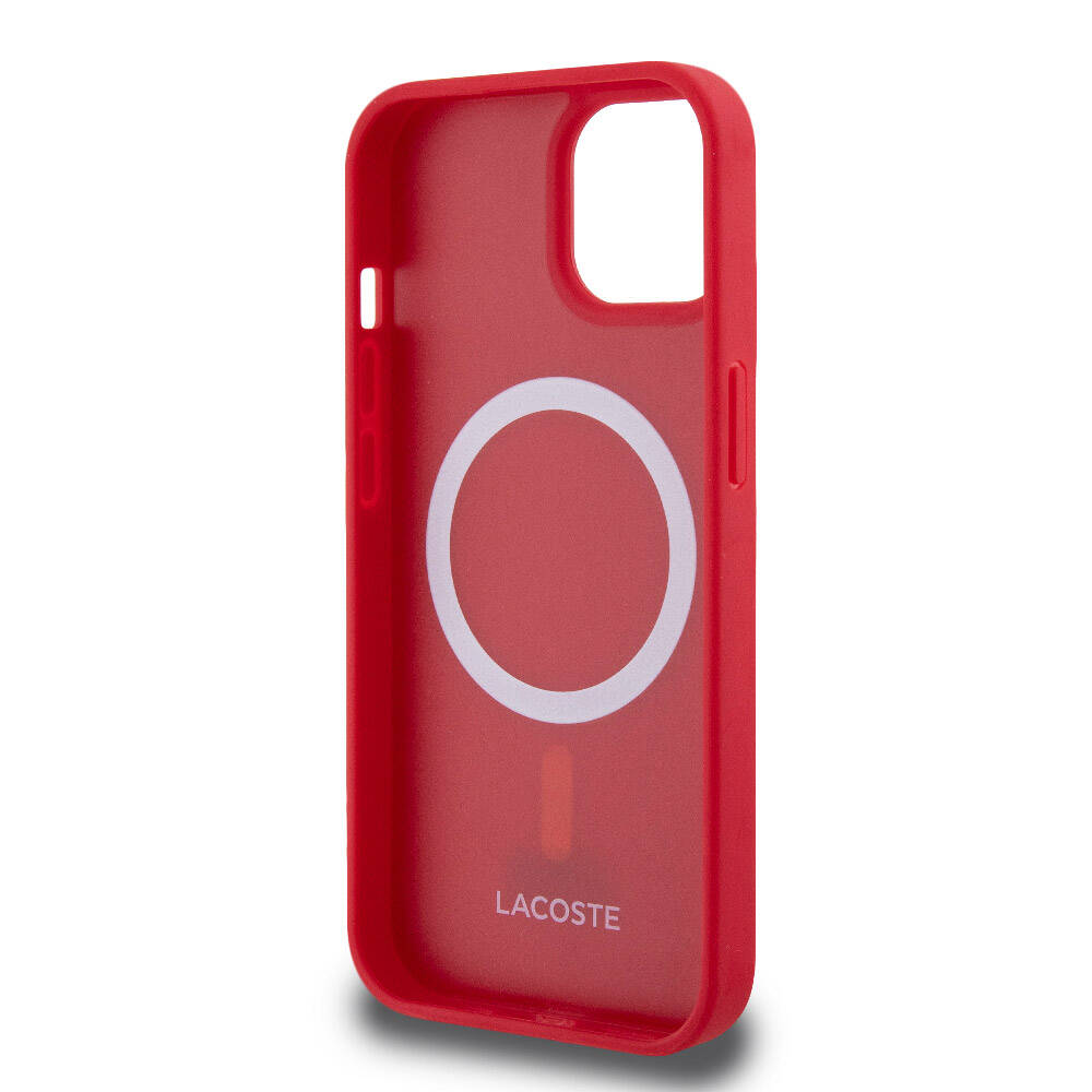 iPhone 15 Kılıf Lacoste Orjinal Lisanslı PU Pike Desenli Arka Yüzey İkonik Timsah Dokuma Logolu Kılıf Siyah