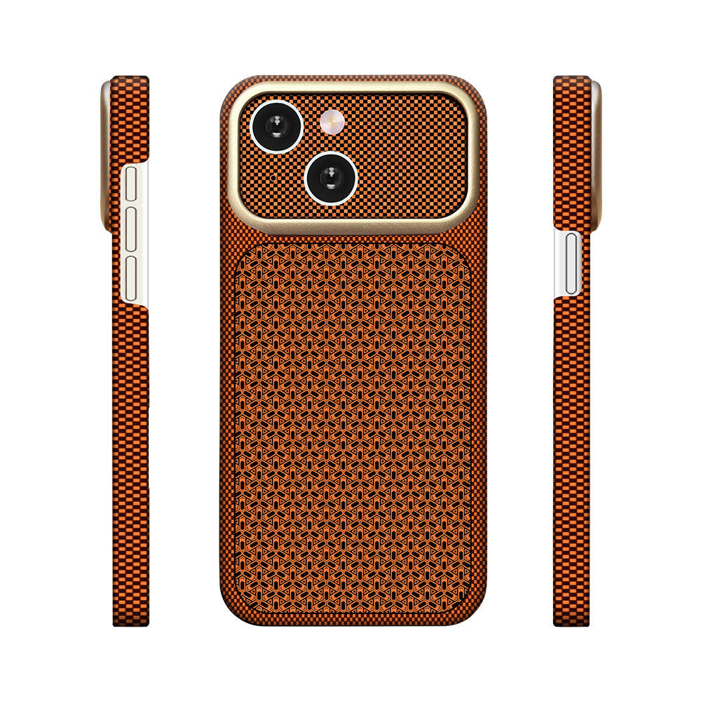 Apple iPhone 15 Kılıf M-Safe Şarj Özellikli Zore Paris Nexel Sert PC Kapak Turuncu