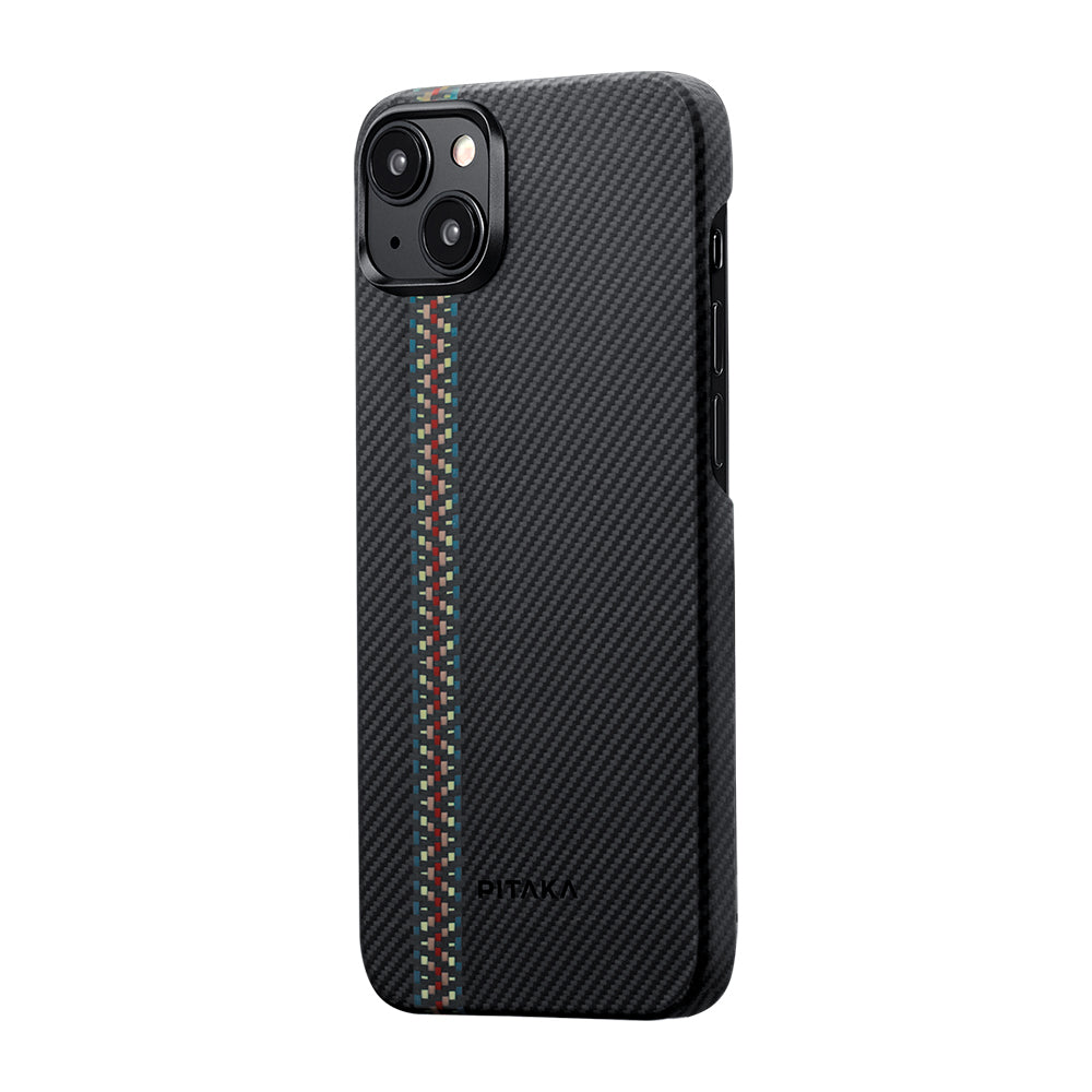 iPhone 15 Kılıf Magsafe Şarj Özellikli 600D Aramid Fiber Pitaka Tactile Woven Orchestra Serisi Rhapsody Kılıf Siyah