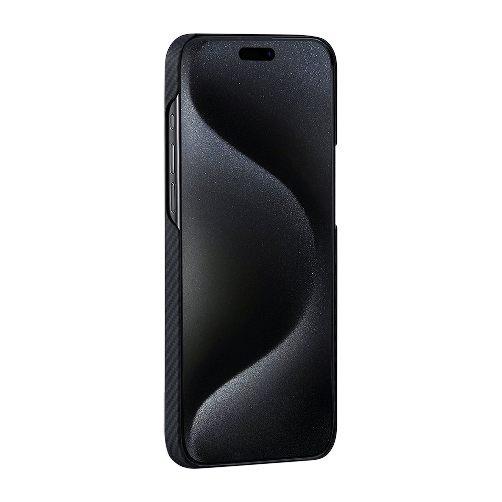 iPhone 15 Kılıf Magsafe Şarj Özellikli 600D Aramid Fiber Pitaka Tactile Woven Orchestra Serisi Rhapsody Kılıf Siyah
