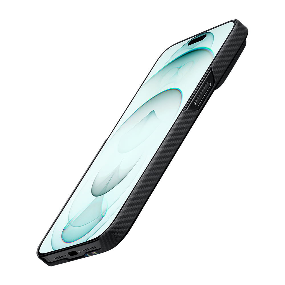 iPhone 15 Kılıf Magsafe Şarj Özellikli 600D Aramid Fiber Pitaka Tactile Woven Orchestra Serisi Rhapsody Kılıf Siyah