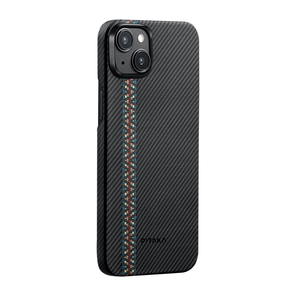 iPhone 15 Kılıf Magsafe Şarj Özellikli 600D Aramid Fiber Pitaka Tactile Woven Orchestra Serisi Rhapsody Kılıf Siyah