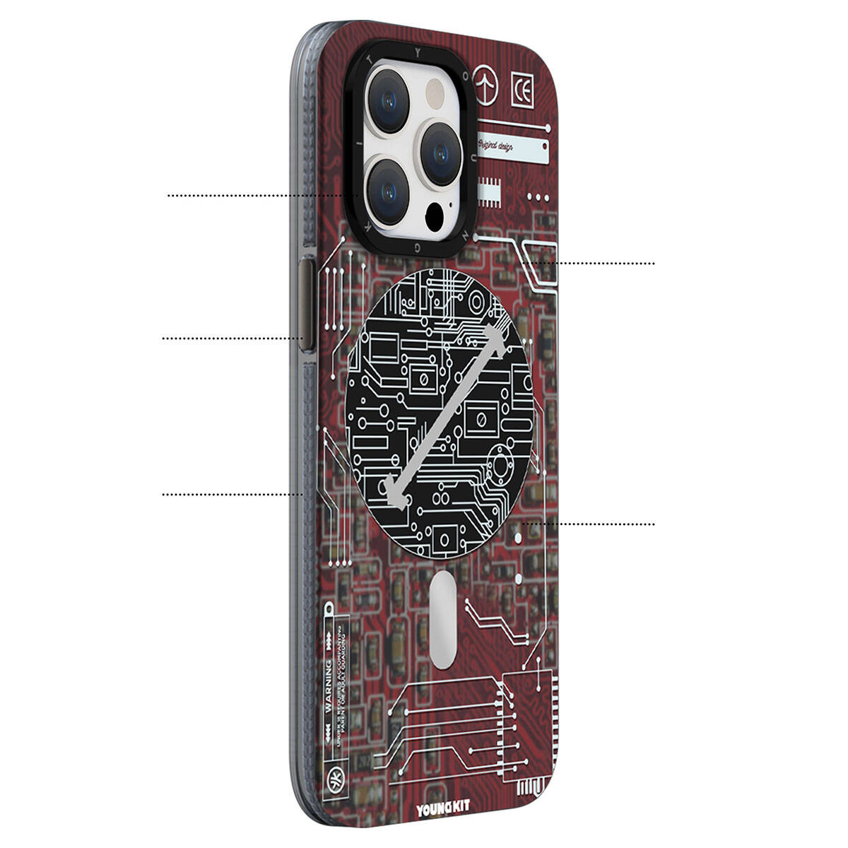 iPhone 15 Kılıf Magsafe Şarj Özellikli YoungKit Technology Serisi Kılıf Lacivert