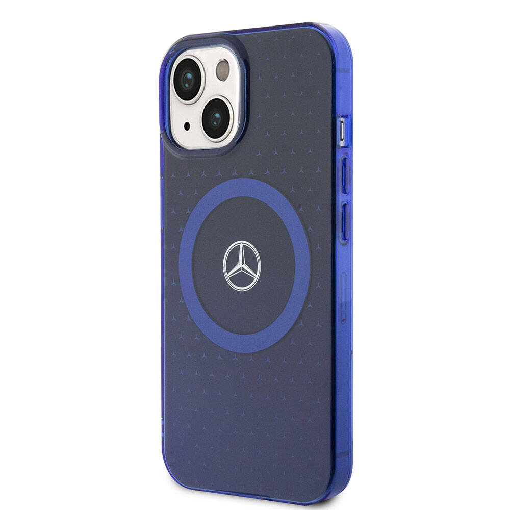 iPhone 15 Kılıf Mercedes Benz Orjinal Lisanslı Magsafe Şarj Özellikli Çift Katmanlı Mavi Yıldız Desenli Kılıf Mavi
