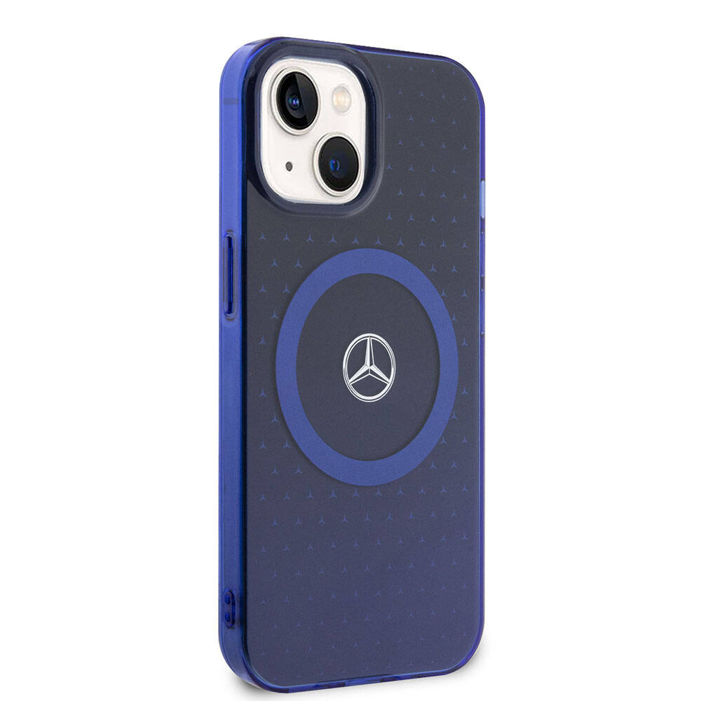 iPhone 15 Kılıf Mercedes Benz Orjinal Lisanslı Magsafe Şarj Özellikli Çift Katmanlı Mavi Yıldız Desenli Kılıf Mavi