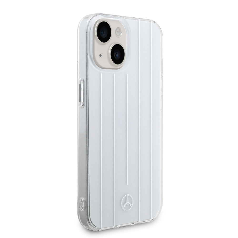 Apple iPhone 15 Kılıf Mercedes Benz Orjinal Lisanslı New Urban 3 IML Baskılı Paralel Çizgi Desenli Kapak Beyaz