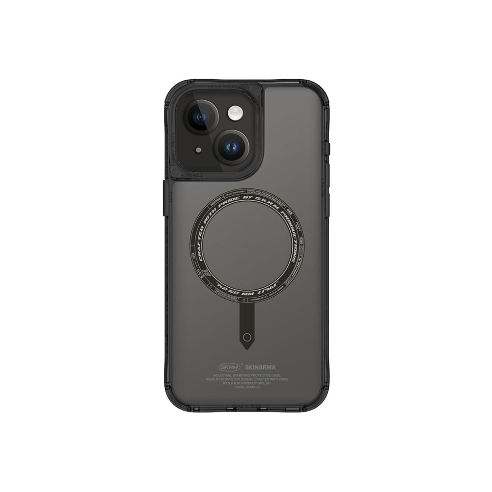 iPhone 15 Kılıf SkinArma Şeffaf Airbag Tasarımlı Magsafe Şarj Özellikli Saido Kılıf Pembe Açık