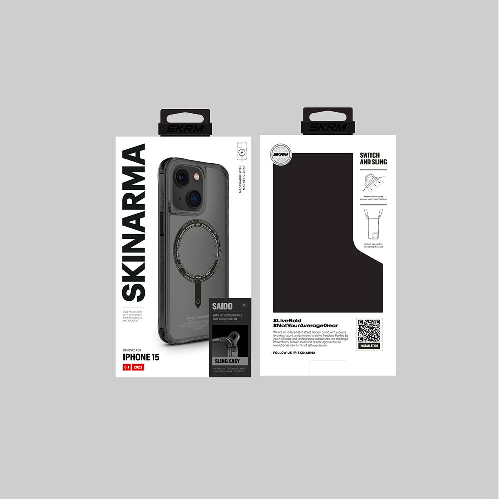 iPhone 15 Kılıf SkinArma Şeffaf Airbag Tasarımlı Magsafe Şarj Özellikli Saido Kılıf Pembe Açık
