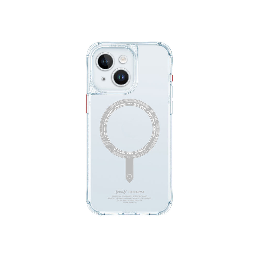 iPhone 15 Kılıf SkinArma Şeffaf Airbag Tasarımlı Magsafe Şarj Özellikli Saido Kılıf Pembe Açık