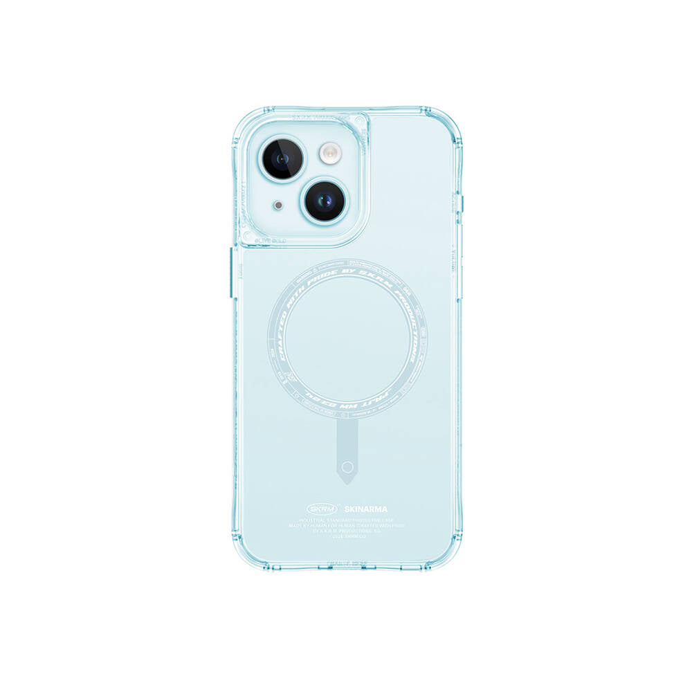 iPhone 15 Kılıf SkinArma Şeffaf Airbag Tasarımlı Magsafe Şarj Özellikli Saido Kılıf Pembe Açık