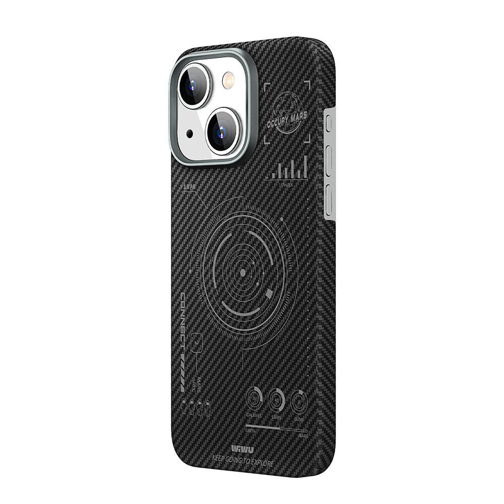 iPhone 15 Kılıf Wiwu HHX-016 Karbon Fiber 600D Mars Kevlar Kılıf Siyah