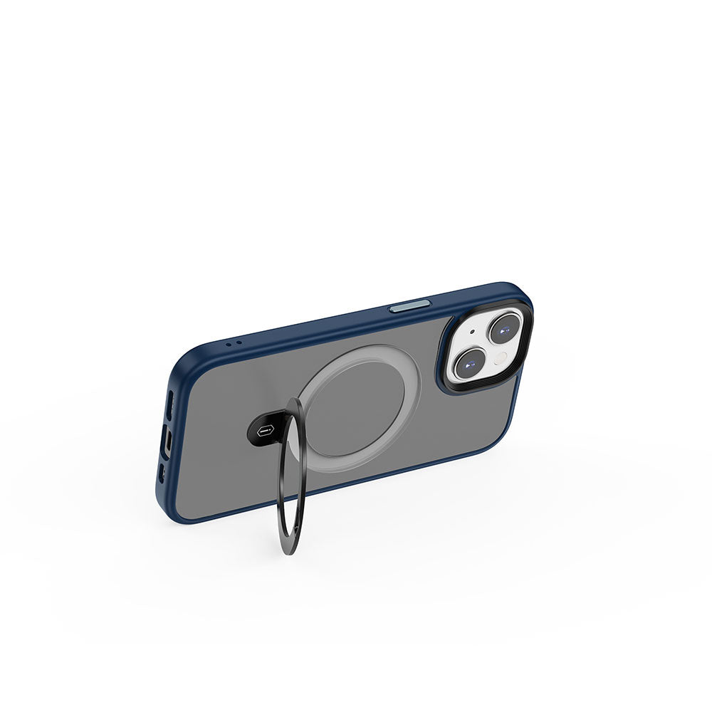 iPhone 15 Kılıf Wiwu ZMM-010 Magsafe Şarj Özellikli Mat Arka Yüzey Standlı Kılıf Mor