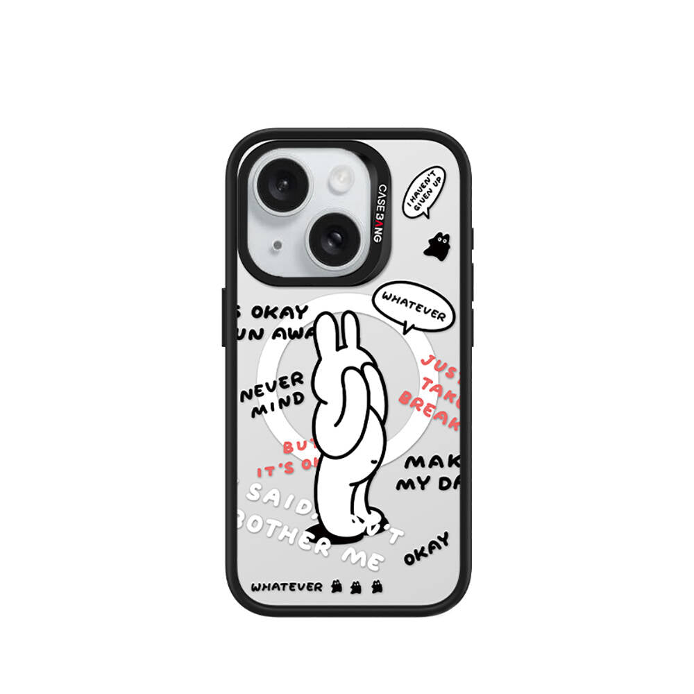 iPhone 15 Magsafe Şarj Özellikli Casebang Chill Out Serisi Mıknatıslı Arka Panel Siyah