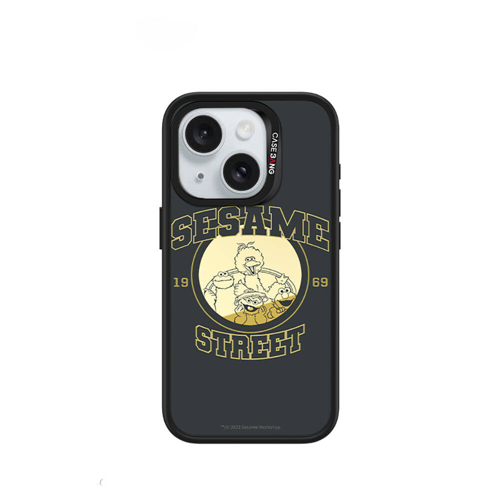 iPhone 15 Magsafe Şarj Özellikli Casebang Sesame Street Serisi Mıknatıslı Arka Panel Siyah