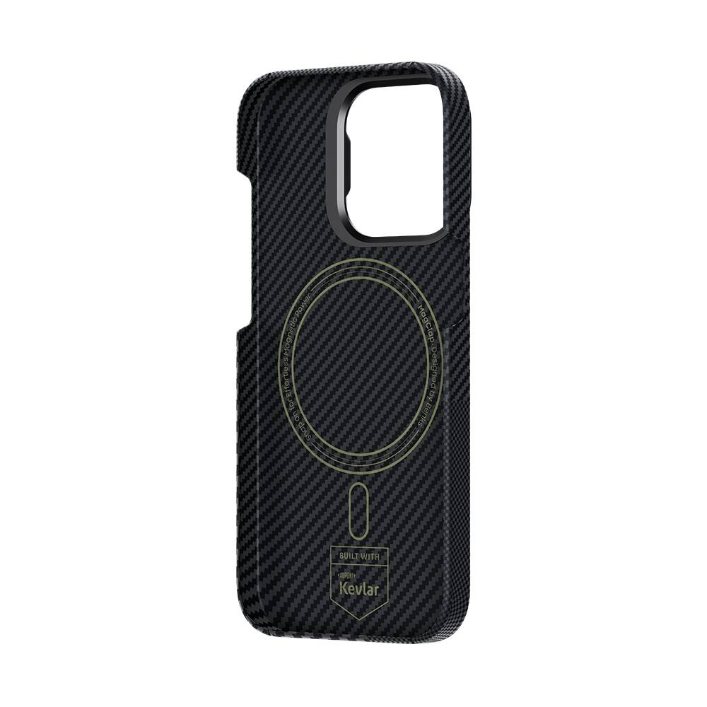 iPhone 15 Magsafe Şarj Özellikli Karbon Fiber Benks Montage ArmorAir Kevlar Kılıf Siyah