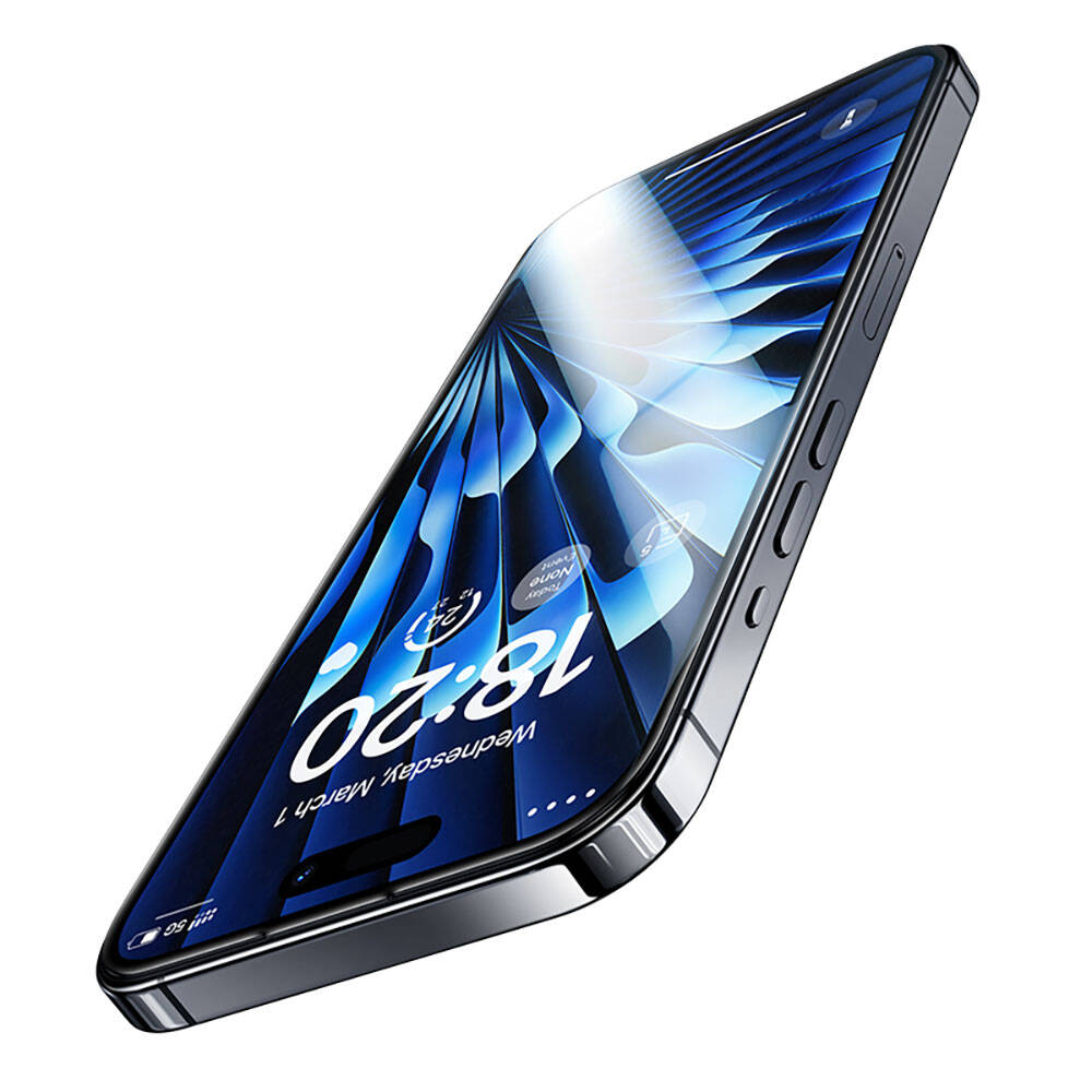 iPhone 15 Plus Benks Glass Warrior Safir Coating Ekran Koruyucu + Kolay Uygulama Aparatlı Siyah