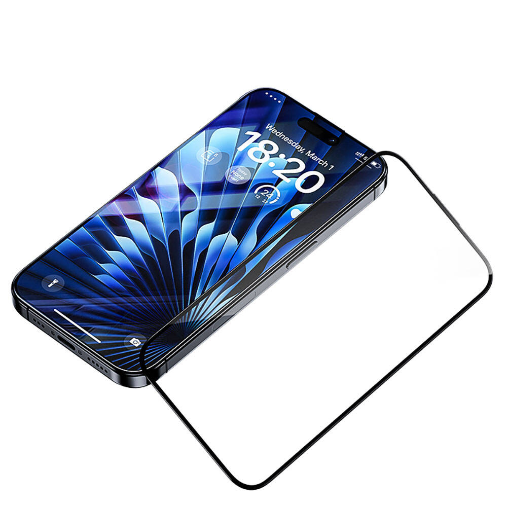 iPhone 15 Plus Benks Glass Warrior Safir Coating Ekran Koruyucu + Kolay Uygulama Aparatlı Siyah