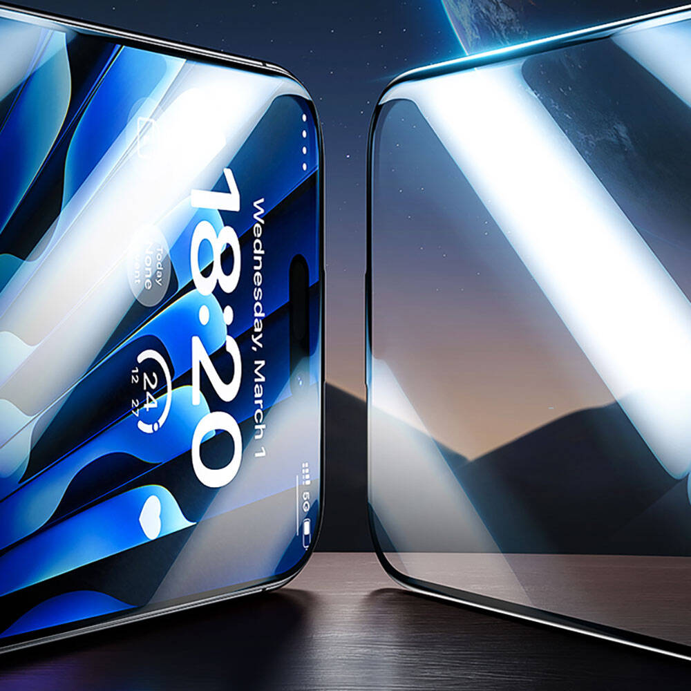 iPhone 15 Plus Benks Glass Warrior Safir Coating Ekran Koruyucu + Kolay Uygulama Aparatlı Siyah