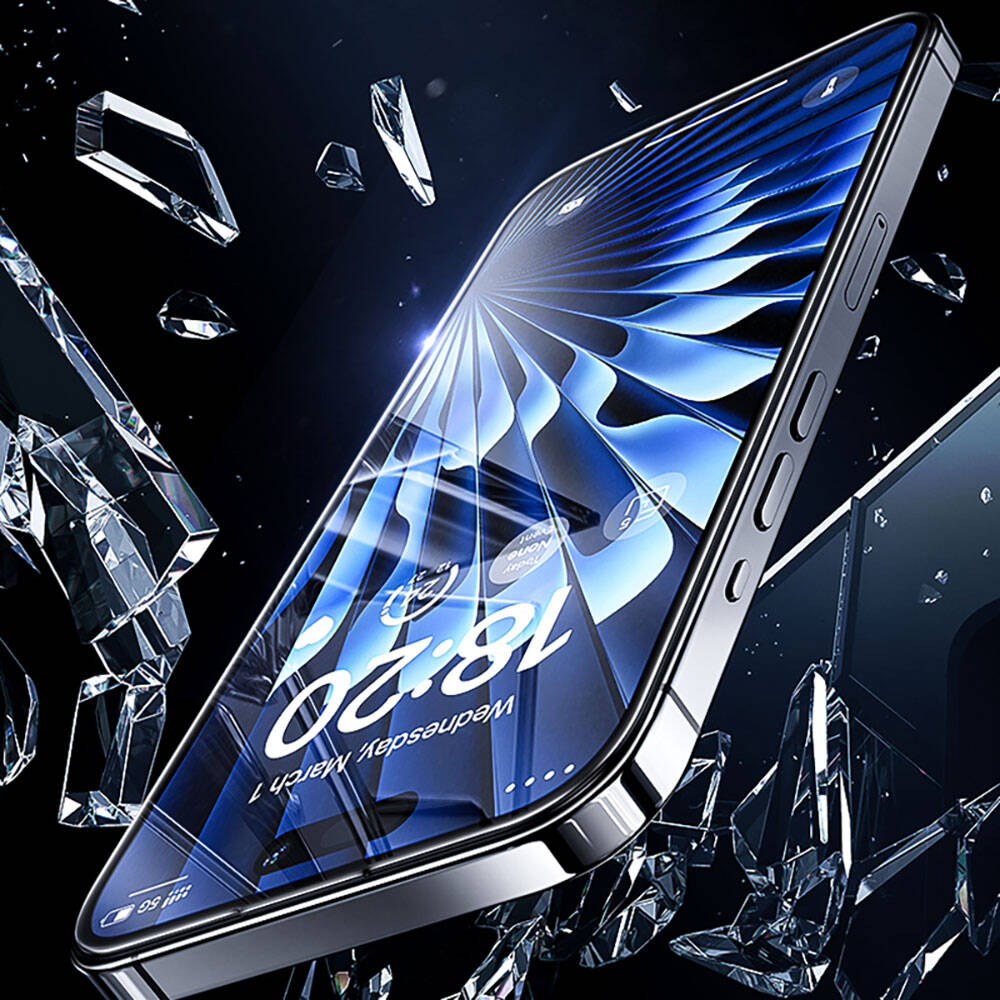 iPhone 15 Plus Benks Glass Warrior Safir Coating Ekran Koruyucu + Kolay Uygulama Aparatlı Siyah