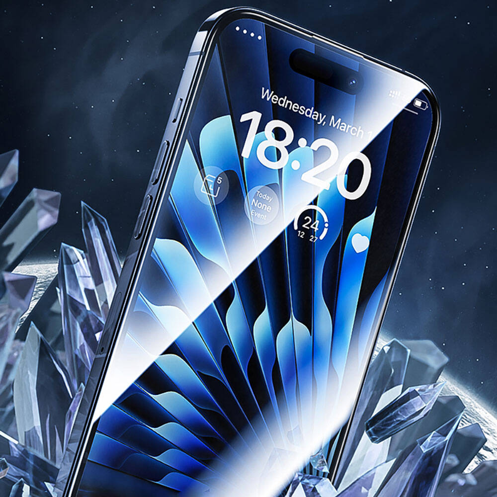 iPhone 15 Plus Benks Glass Warrior Safir Coating Ekran Koruyucu + Kolay Uygulama Aparatlı Siyah