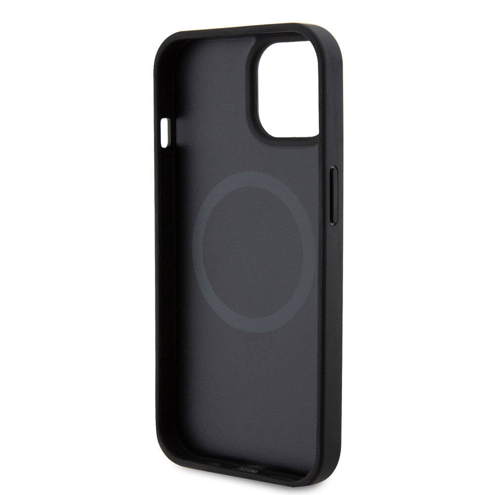 iPhone 15 Plus Kılıf Ferrari Orjinal Lisanslı Magsafe Şarj Özellikli Metal Logolu PU Karbon Kılıf Kırmızı