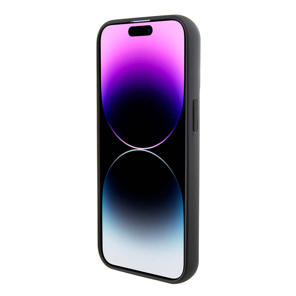 iPhone 15 Plus Kılıf Karl Lagerfeld İkonik Fixed Glitter Metal Logo Orjinal Lisanslı Kılıf Siyah