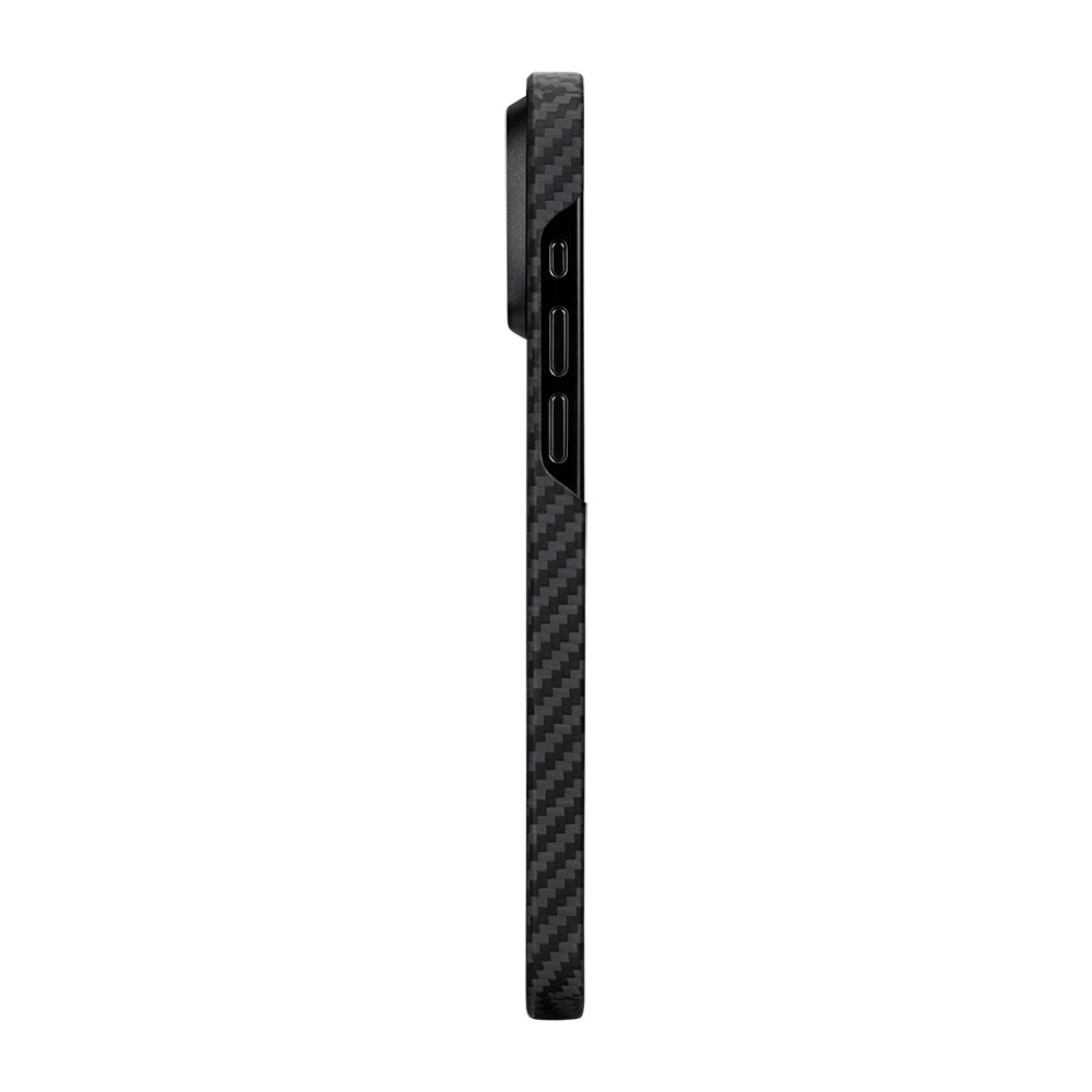 iPhone 15 Plus Kılıf Magsafe Şarj Özellikli 1500D Aramid Fiber Pitaka Ultra-Slim Classic Serisi Black-Grey Twill Kılıf Siyah-Gri
