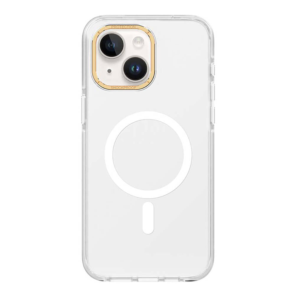 iPhone 15 Plus Kılıf Magsafe Şarj Özellikli Cam Arka Yüzey Recci Michelin Serisi Kılıf Beyaz