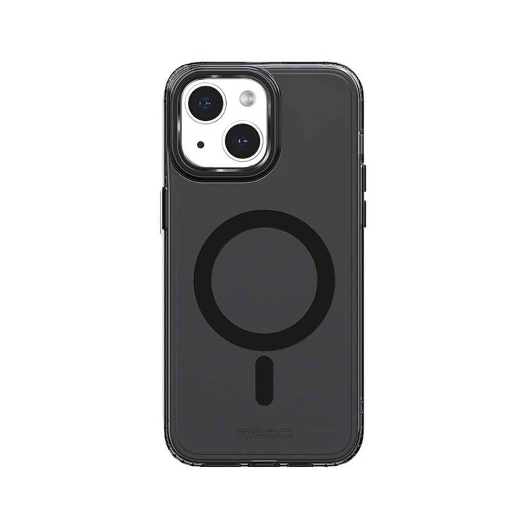 iPhone 15 Plus Kılıf Magsafe Şarj Özellikli Saydam Arka Yüzey Recci Crystal Color Serisi Kılıf Siyah