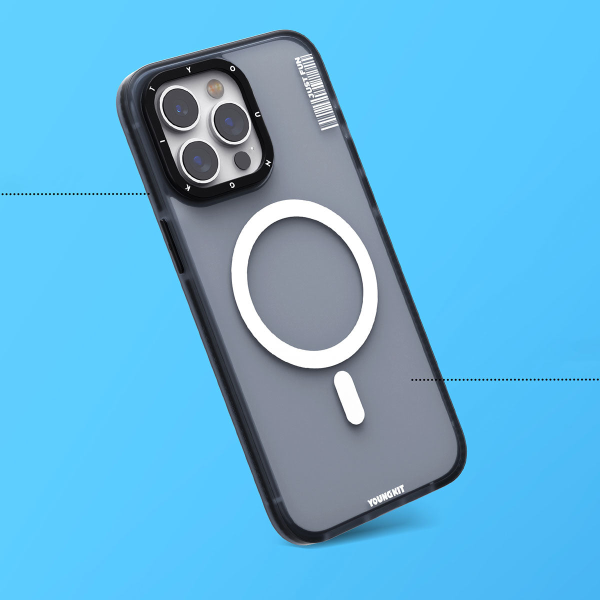 iPhone 15 Plus Kılıf Magsafe Şarj Özellikli Youngkit Colored Sand Serisi Kılıf Siyah