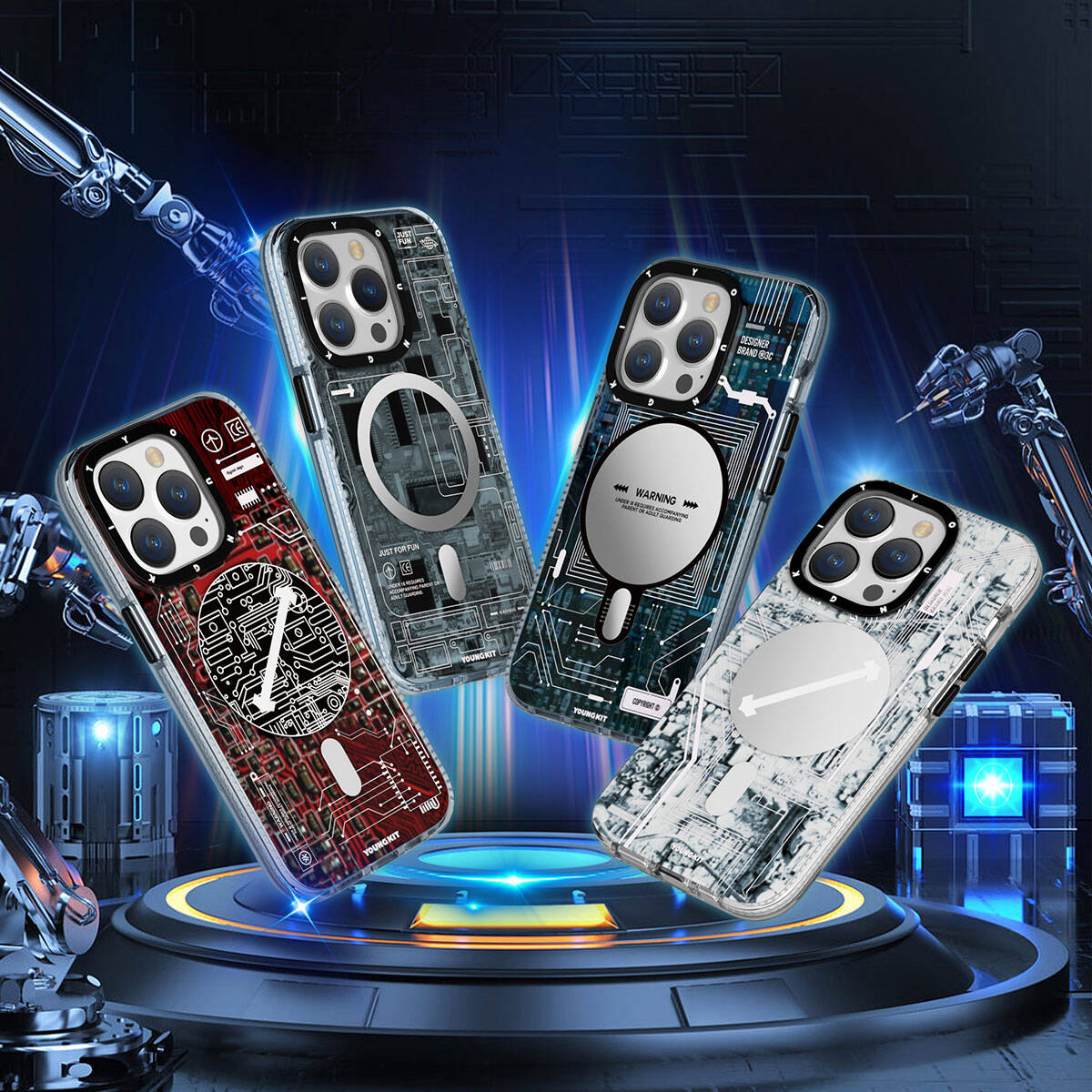 iPhone 15 Plus Kılıf Magsafe Şarj Özellikli YoungKit Technology Serisi Kılıf Siyah