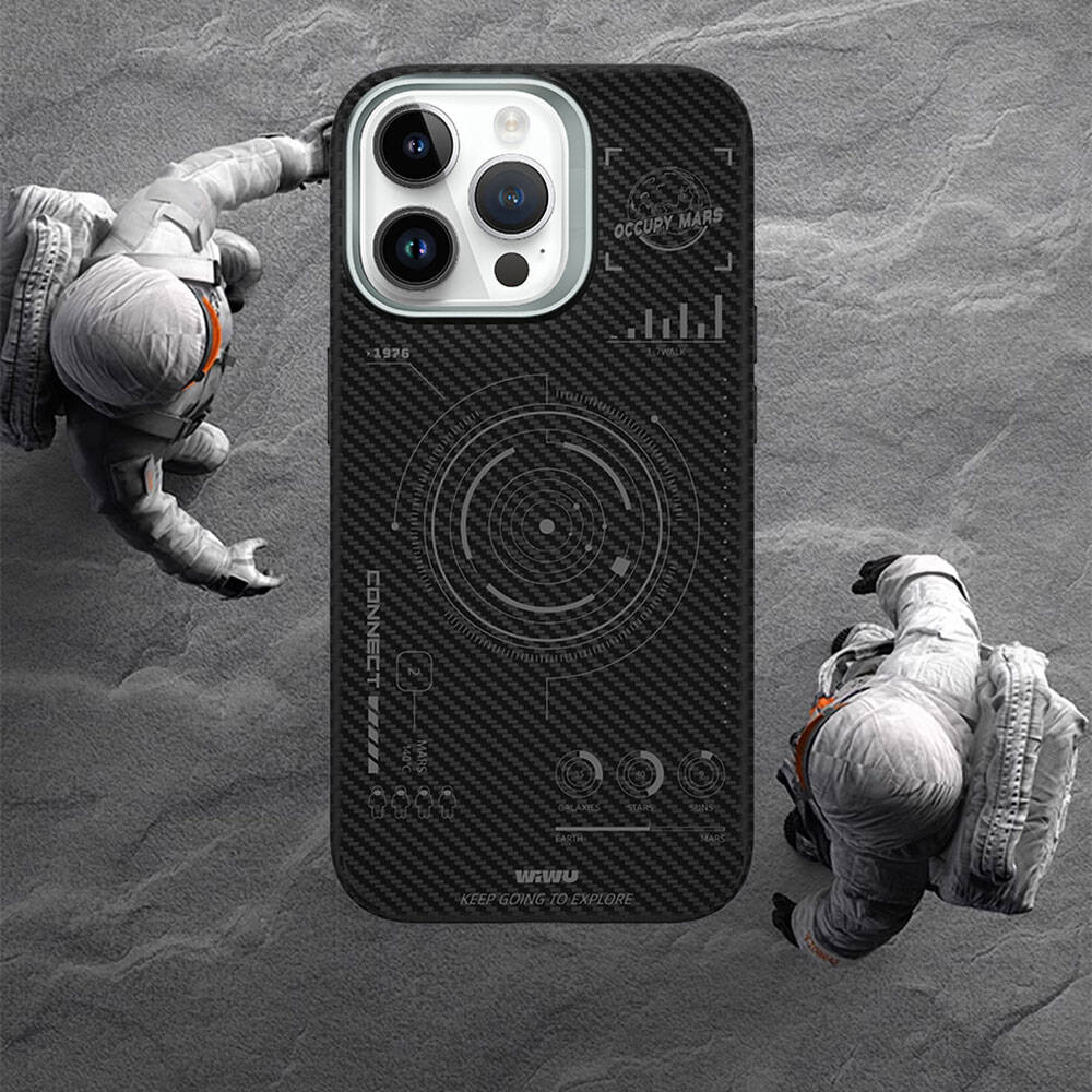 iPhone 15 Plus Kılıf Wiwu KJZ-017 Karbon Fiber 600D Explore Kevlar Kılıf Siyah