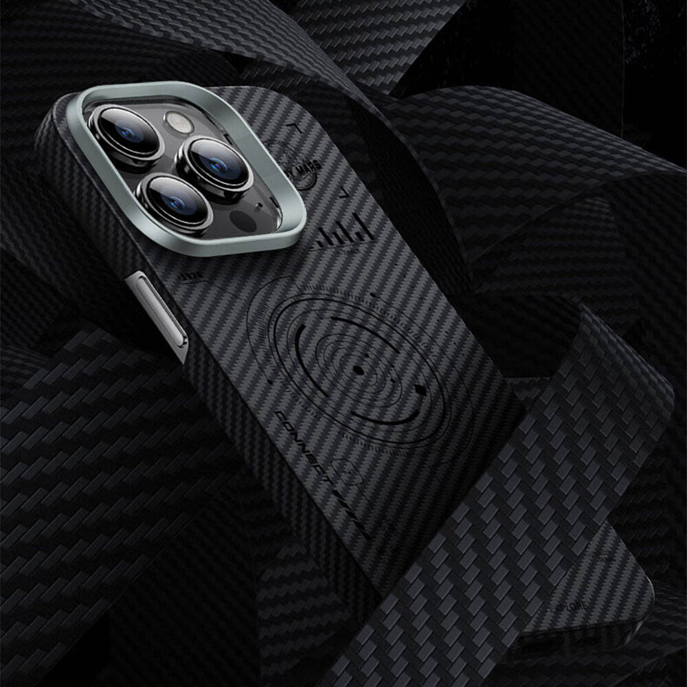 iPhone 15 Plus Kılıf Wiwu KJZ-017 Karbon Fiber 600D Explore Kevlar Kılıf Siyah