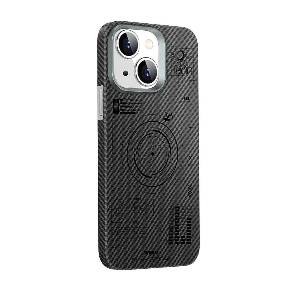 iPhone 15 Plus Kılıf Wiwu KJZ-017 Karbon Fiber 600D Explore Kevlar Kılıf Siyah